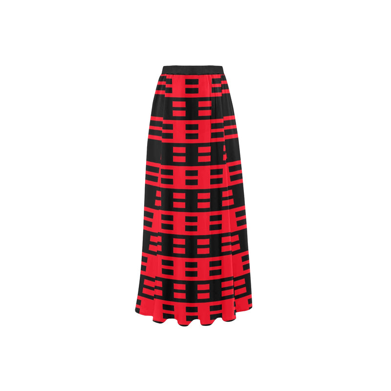 red black dashes print 2A High Slit Long Beach Dress (Model S40) - Objet D'Art