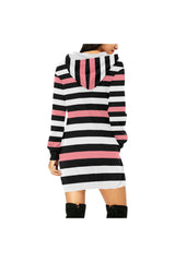 PINK stripe All Over Print Hoodie Mini Dress - Objet D'Art