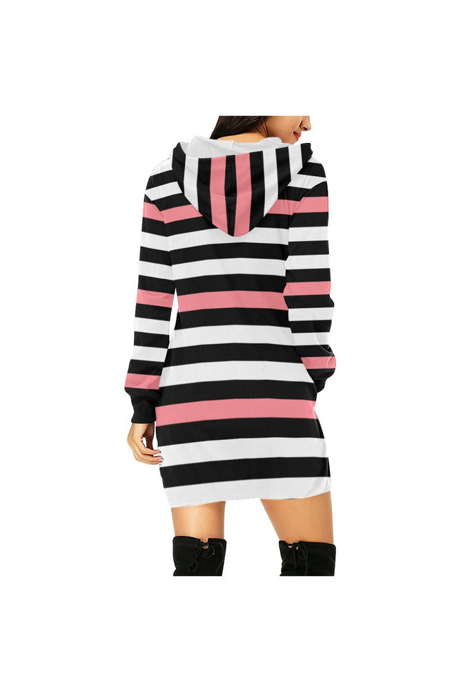 PINK stripe All Over Print Hoodie Mini Dress - Objet D'Art