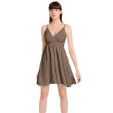 Spaghetti Strap Sleeveless Falred Hem Short Dress - Objet D'Art