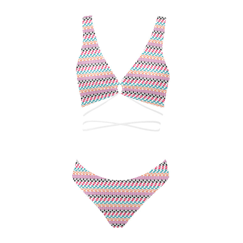 color geo print 7BA Cross String Bikini Set (Model S29) - Objet D'Art