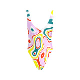 colored splat print 2 Sexy Low Back One-Piece Swimsuit (Model S09) - Objet D'Art