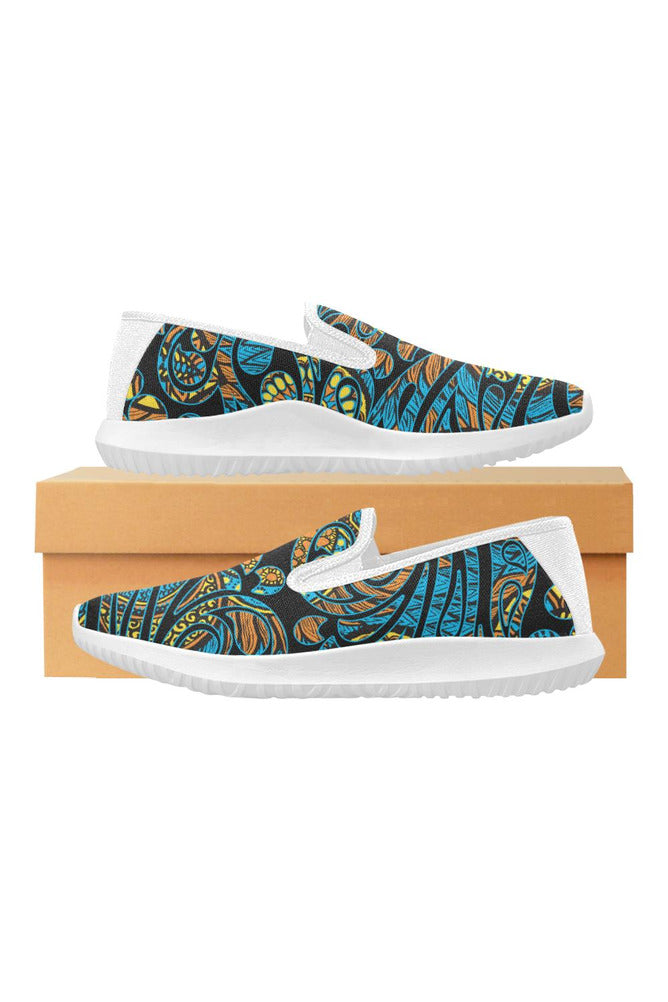 afro scroll Orion Slip-on Women's Canvas Sneakers (Model 042) - Objet D'Art