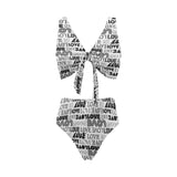 love print bw 2 Chest Bowknot Bikini Swimsuit (Model S33) - Objet D'Art