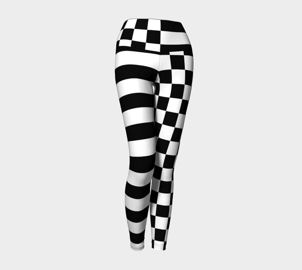 Checkered and Striped Yoga Leggings - Objet D'Art