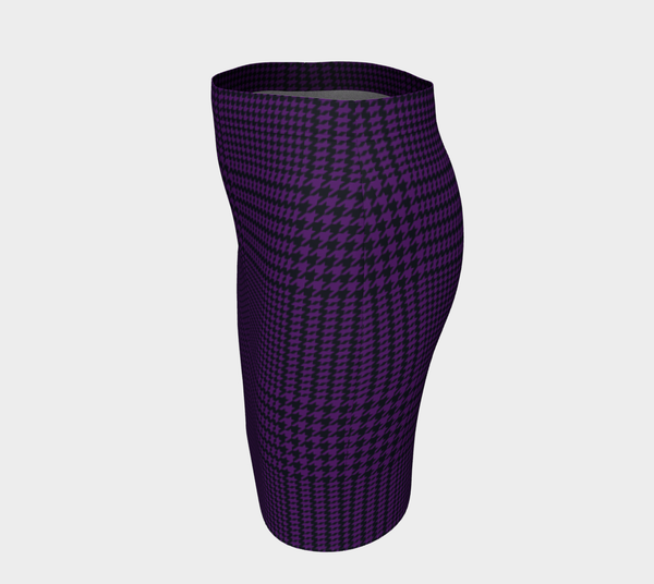 Deep Purple Houndstooth Fitted Skirt - Objet D'Art