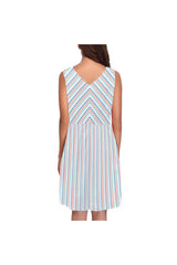 Striped Bottom Lower Chryseis Sleeveless Pleated Dress(Model D07) - Objet D'Art