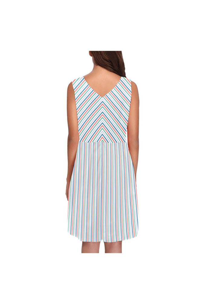 Striped Bottom Lower Chryseis Sleeveless Pleated Dress(Model D07) - Objet D'Art