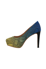 blue yellow ombre heels Women's High Heels (Model 044) - Objet D'Art