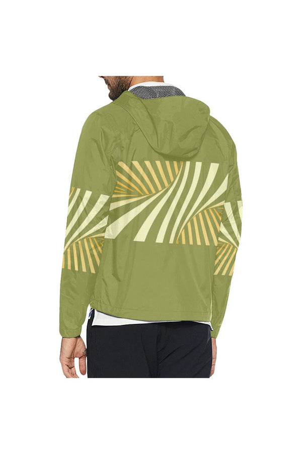 Pepper Stem Green & Aspen Gold Illusion All Over Print Windbreaker for Men (Model H23) - Objet D'Art