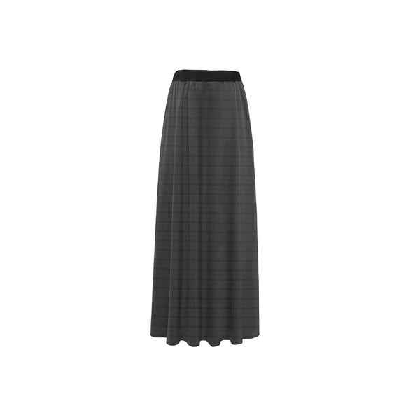 gray greek key print 2 High Slit Long Beach Dress (Model S40) - Objet D'Art