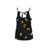 butterfly blue small print 3 Loose Fit Halter Neck Top (Model T68)