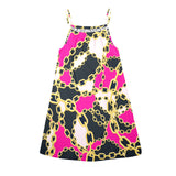 chained up 2 Drawstring Neck Sleeveless Dress (Model D68) - Objet D'Art