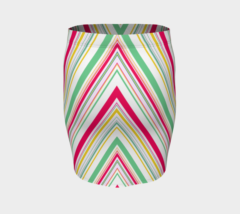 Chevron Striped Fitted Skirt - Objet D'Art