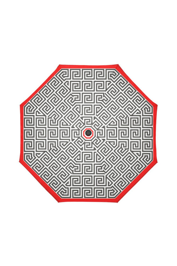 Greek Key Red Edge Auto-Foldable Umbrella (Model U04) - Objet D'Art Online Retail Store