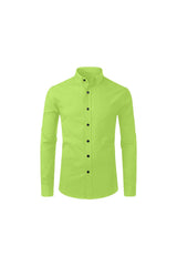 Lime Green Men's All Over Print Casual Dress Shirt (Model T61) - Objet D'Art