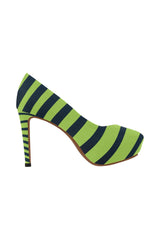 Lime Green Zebra Print Women's High Heels - Objet D'Art