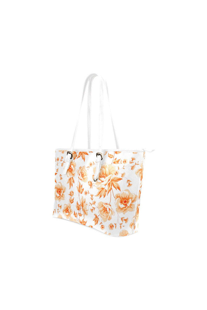 Orange Floral Leather Tote Bag/Small - Objet D'Art