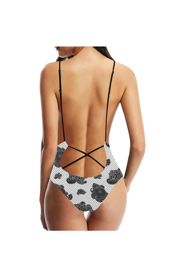 Paisley Hearts Sexy Lacing Backless One-Piece Swimsuit - Objet D'Art Online Retail Store