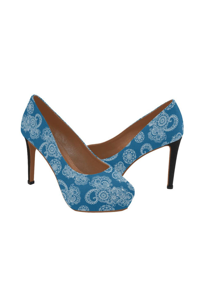 Paisley in Royal Blue Women's High Heels (Model 044) - Objet D'Art