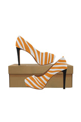 turmeric zebra print 2 Women's High Heels (Model 044) - Objet D'Art