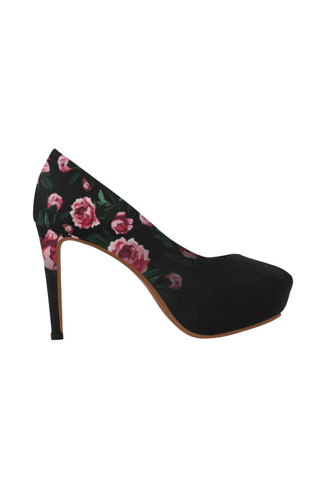 Black Floral Heel Women's High Heels - Objet D'Art