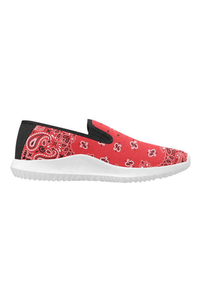red bandana Orion Slip-on Women's Canvas Sneakers (Model 042) - Objet D'Art