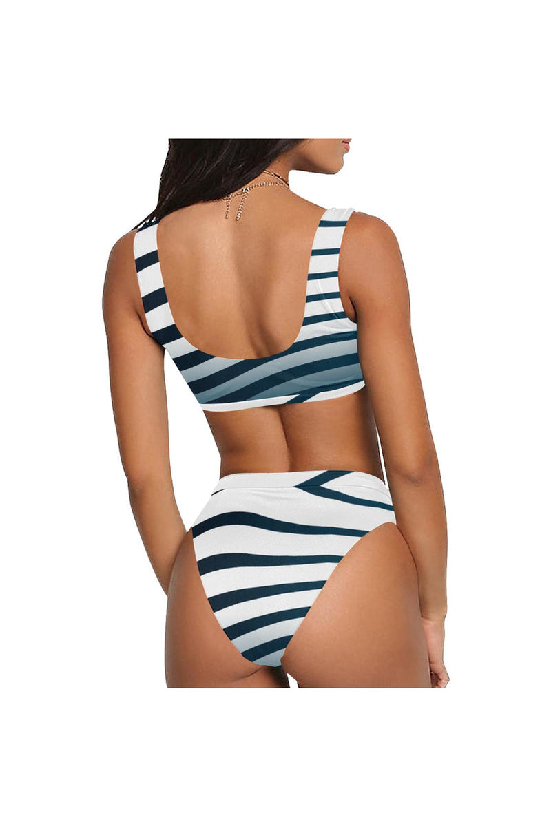 White Tiburon Sport Top & High-Waisted Bikini Swimsuit (Model S07) - Objet D'Art