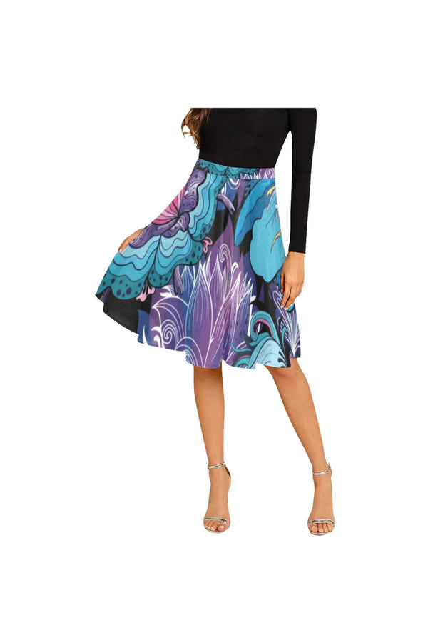 Floral Midnight Melete Pleated Midi Skirt - Objet D'Art