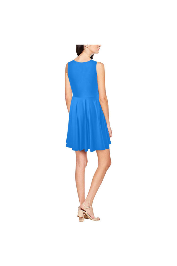Coral Blue Thea Sleeveless Skater Dress(Model D19) - Objet D'Art