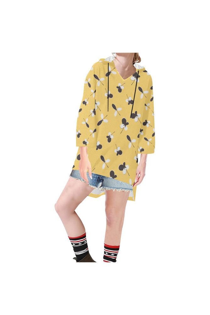 brown on gold Step Hem Tunic Hoodie for Women (Model H25) - Objet D'Art