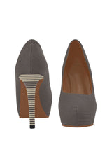 Toffee Mesh & Stripes Women's High Heels - Objet D'Art