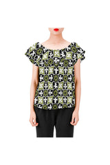 Fleur-de-lis Women's Off Shoulder Blouse with Ruffle - Objet D'Art