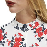 Crimson Floral Long Sleeve Button Up Casual Shirt Top - Objet D'Art