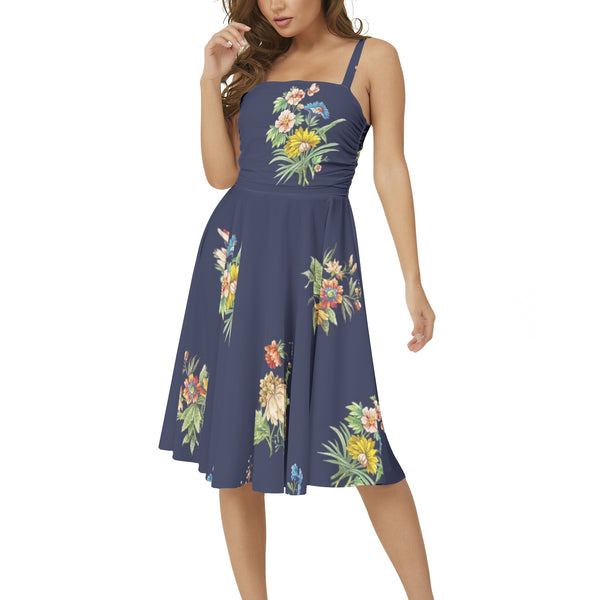 Sleeveless Square Neck Flare Hem Midi Dress - Objet D'Art
