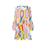 colored splat print 2 V-Neck Loose Fit Dress (Model D62) - Objet D'Art