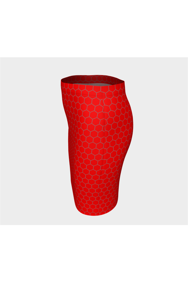 Red Honeycomb Fitted Skirt - Objet D'Art