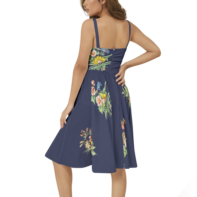 Sleeveless Square Neck Flare Hem Midi Dress - Objet D'Art