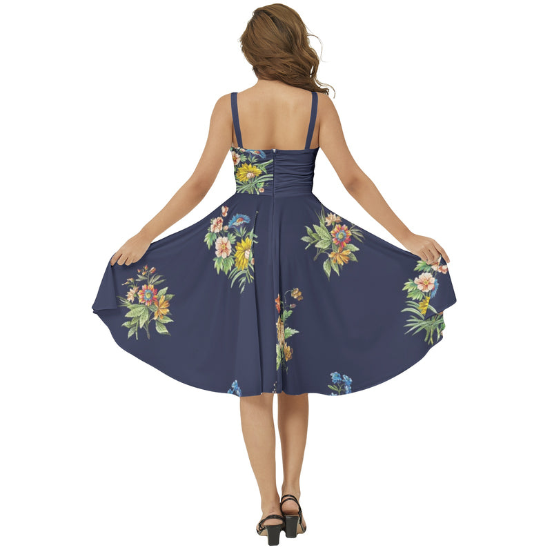 Sleeveless Square Neck Flare Hem Midi Dress - Objet D'Art