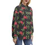 Red Rose Long Sleeve Button Up Casual Shirt Top - Objet D'Art