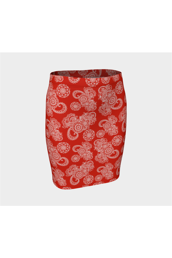 Red Paisley Fitted Skirt - Objet D'Art