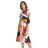 Boat Neck Belted Flared Dress - Objet D'Art