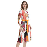 Boat Neck Belted Flared Dress - Objet D'Art