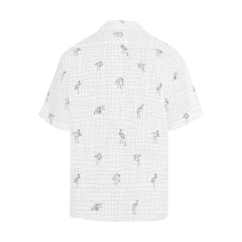 hokusai crane grid wavy print 2 Hawaiian Shirt (Model T58) - Objet D'Art
