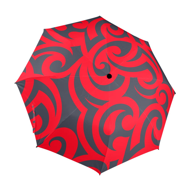 trible scroll print 2 Semi-Automatic Foldable Umbrella (Model U12) - Objet D'Art