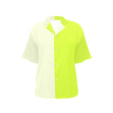white on neon green hex print All Over Print Hawaiian Shirt for Women (Model T58) - Objet D'Art