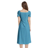 Tessellation Puff Sleeve Split Thigh Midi Dress - Objet D'Art