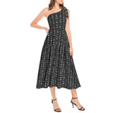Strike While the Iron Is Hot Ruffle Hem One Shoulder Midi Dress - Objet D'Art