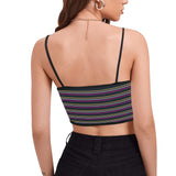 three striped color chained up Women's Spaghetti Strap Crop Top (Model T67) - Objet D'Art