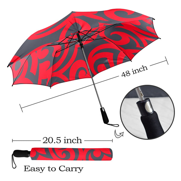 trible scroll print 2 Semi-Automatic Foldable Umbrella (Model U12) - Objet D'Art